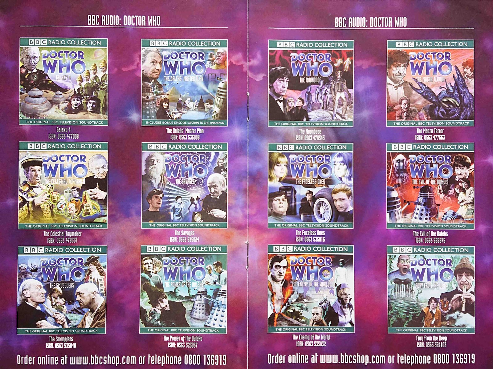 Other pages of catalogue BBC Doctor Who audio adventures catalogue Unknown dates